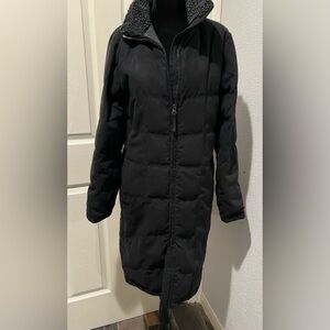 L.L. BEAN Women’s Goose Down Microfiber Suede Rancher Jacket black Coat